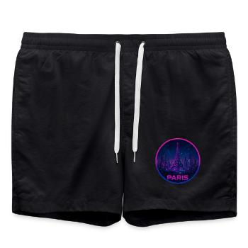Paris Souvenir Cyberpunk - Swim Trunks - black - Front - AI Model Male 185 light (185cm)