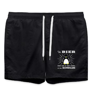 Bier Pinguin - Badeshorts - Schwarz - Vorne - AI Model Male 185 light (185cm)