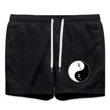 Symbole Yin Yang avec des caractères chinois - Short de bain - noir - Devant - AI Model Male 185 light (185cm)