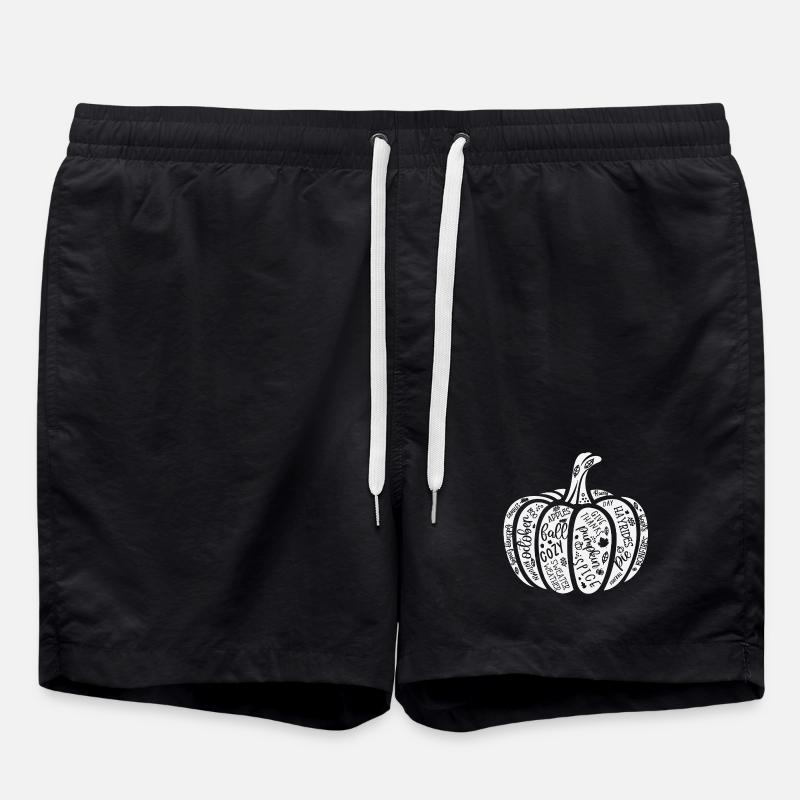 Pumpkin Autumn Quote Pattern - Swim Trunks - black