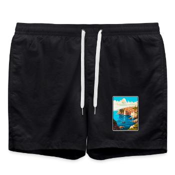Dubrovnik, Croatie, affiche de voyage vintage Paysage urbain - Short de bain - noir - Devant - AI Model Male 185 light (185cm)