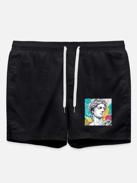 Colorful Abstract Mythology Statue - Swim Trunks - black