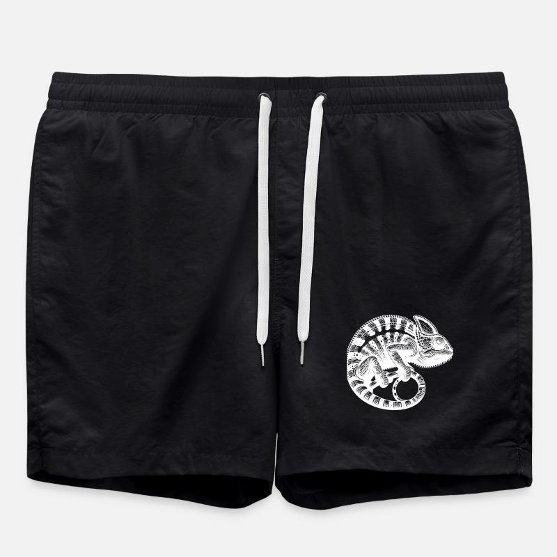 Jungle reptile caméléon tatouage - Short de bain - noir