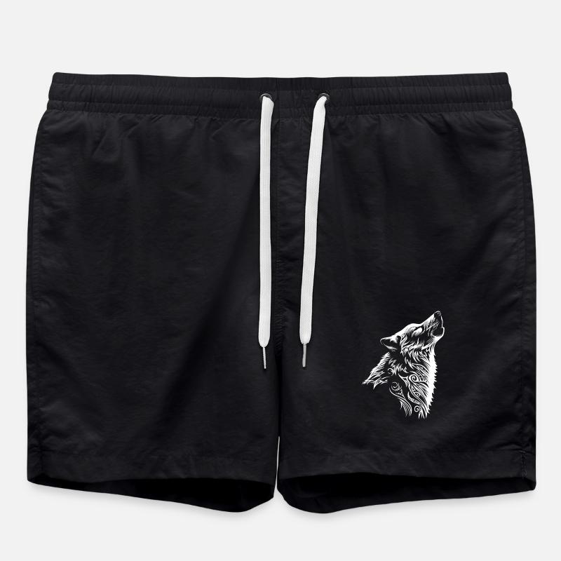Tatouage tribal de tête de loup - Short de bain - noir