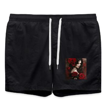 Poésie mystique de la rose - Short de bain - noir - Devant - AI Model Male 185 light (185cm)
