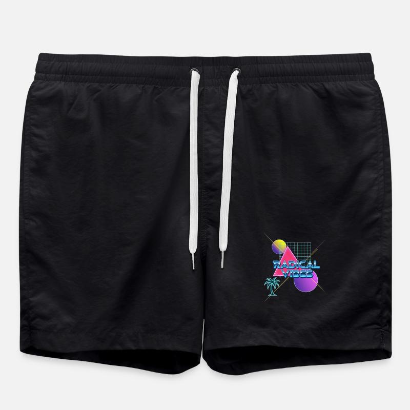 Neon Retro Radikal Vibes - Badeshorts - Schwarz