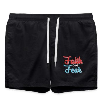Motif de conception de la foi sur la peur - Short de bain - noir - Devant - AI Model Male 185 light (185cm)