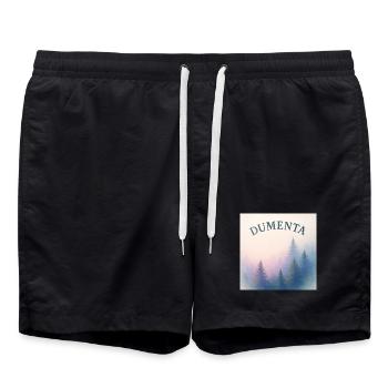 Paysage forestier avec lettrage Dumenta - Short de bain - noir - Devant - AI Model Male 185 light (185cm)