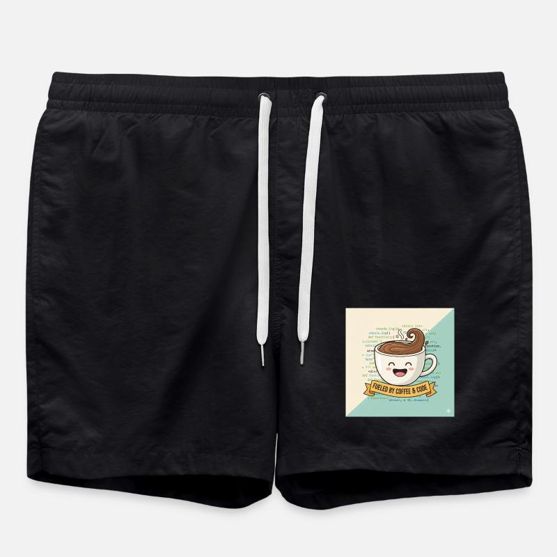 Happy Coffee Becher und Code - Badeshorts - Schwarz