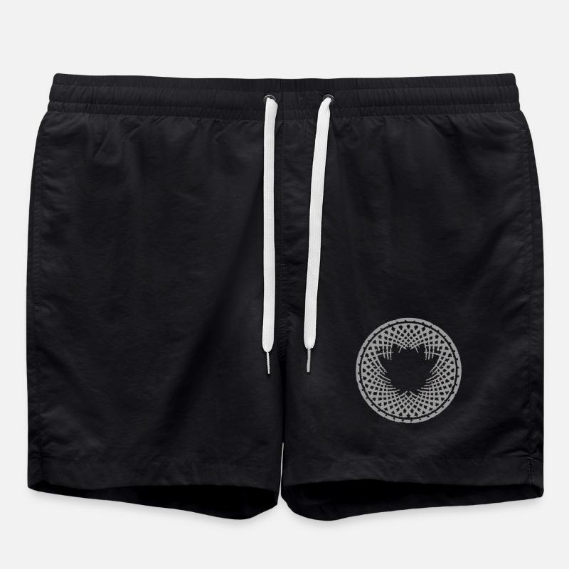 Geometric Mandala Pattern - Swim Trunks - black