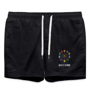 Pop Art Riesenrad Wurstmarkt Bad Dürkheim – Pfalz - Badeshorts - Schwarz - Vorne - AI Model Male 185 light (185cm)