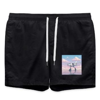 Airplane on Roller Skates with a Smile - Swim Trunks - black - Front - AI Model Male 185 light (185cm)