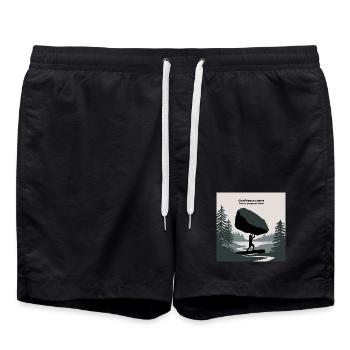 Gestärktes Gleichgewicht Natur Erfolg Motivierend - Badeshorts - Schwarz - Vorne - AI Model Male 185 light (185cm)