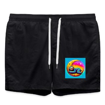 Faultier schläft auf dem Mond - Badeshorts - Schwarz - Vorne - AI Model Male 185 light (185cm)