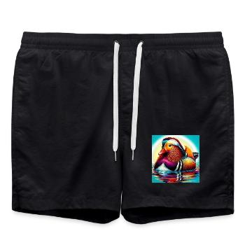 Canard mandarin - Short de bain - noir - Devant - AI Model Male 185 light (185cm)