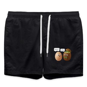 Conception de comédie sur le kiwi et les œufs - Short de bain - noir - Devant - AI Model Male 185 light (185cm)