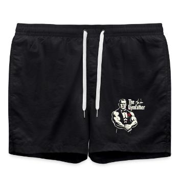 Das GymFather Bold Poster-Design - Badeshorts - Schwarz - Vorne - AI Model Male 185 light (185cm)