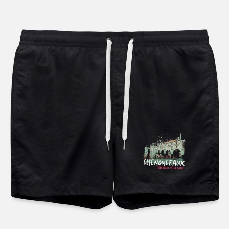 Loire Valley castles in Chenonceaux - Swim Trunks - black