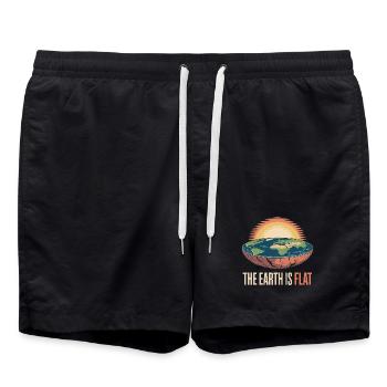 Die Erde ist eine Scheibe Humorvolle Theorie - Badeshorts - Schwarz - Vorne - AI Model Male 185 light (185cm)