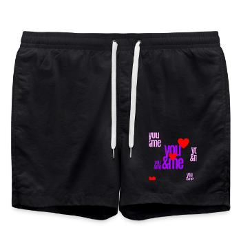 Liebesmotivation mit Herzbuchstaben - Badeshorts - Schwarz - Vorne - AI Model Male 185 light (185cm)