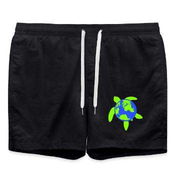 Tortue Terre Planète Monde Retour Carte Globe - Short de bain - noir - Devant - AI Model Male 185 light (185cm)