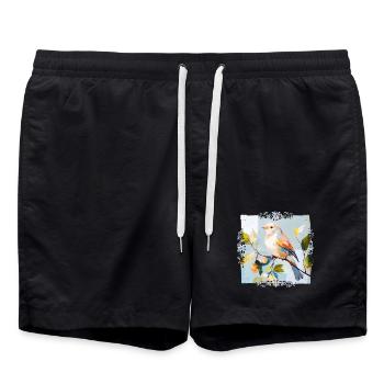Bunter Vogel im Aquarellstil - Badeshorts - Schwarz - Vorne - AI Model Male 185 light (185cm)