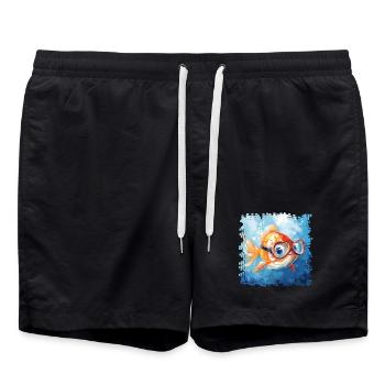 Goldfisch mit Taucherbrille - Badeshorts - Schwarz - Vorne - AI Model Male 185 light (185cm)