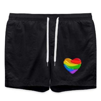 Rainbow Heart - Swim Trunks - black - Front - AI Model Male 185 light (185cm)