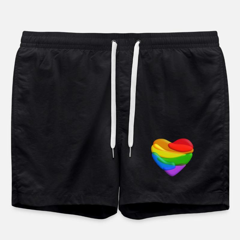 Rainbow Heart - Swim Trunks - black