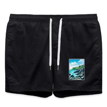 Giant's Causeway Nordirland Küstenbasalt - Badeshorts - Schwarz - Vorne - AI Model Male 185 light (185cm)