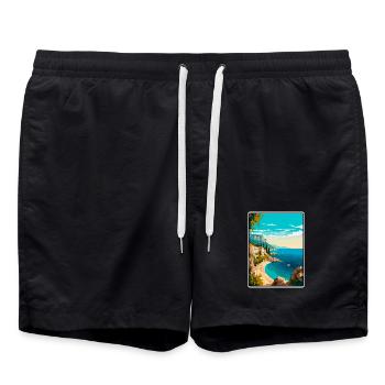 Makarska, Croatie, Falaise, Côte méditerranéenne - Short de bain - noir - Devant - AI Model Male 185 light (185cm)