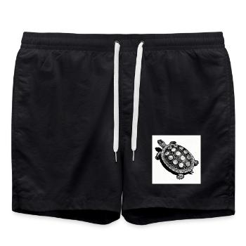 Münz-Schildkröte Geometrie - Badeshorts - Schwarz - Vorne - AI Model Male 185 light (185cm)