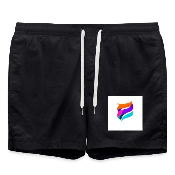 Colorful Ribbon Shape Abstract - Swim Trunks - black - Front - AI Model Male 185 light (185cm)