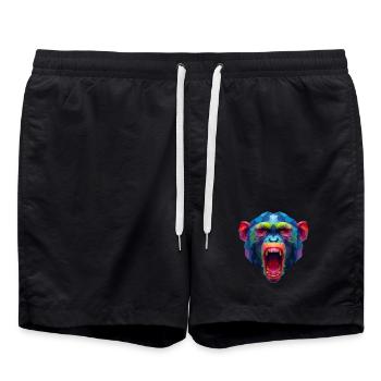 Bunter Polygonaffen Kopf - Badeshorts - Schwarz - Vorne - AI Model Male 185 light (185cm)