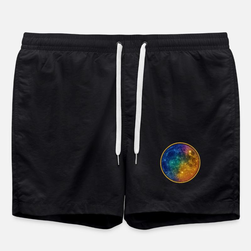 Cosmic Rainbow Circle - Swim Trunks - black