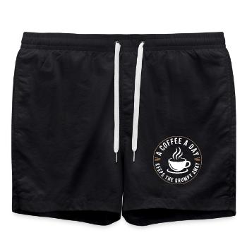 A Coffee A Day Keeps The Grumpy Away - Badeshorts - Schwarz - Vorne - AI Model Male 185 light (185cm)