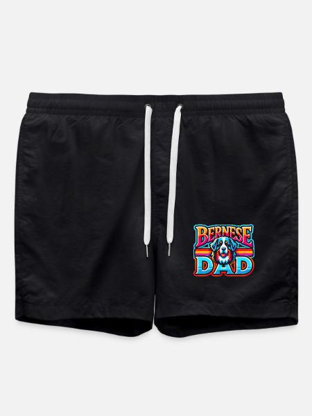 Bernese Dad Rainbow Retro, Dog Father  - Swim Trunks - black