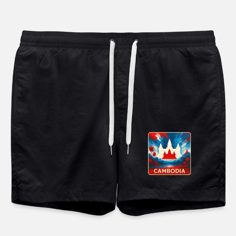 Cambodia – Angkor Wat Design - Swim Trunks - black