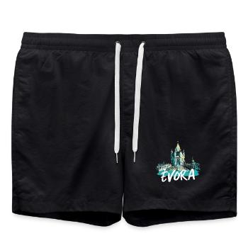 Kathedrale von Évora Dach Bunte Illustration - Badeshorts - Schwarz - Vorne - AI Model Male 185 light (185cm)