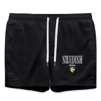 Original schwedisch, schwedischer Stolz - Badeshorts - Schwarz - Vorne - AI Model Male 185 light (185cm)
