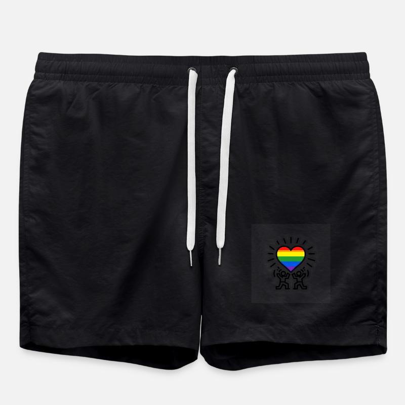 Célébration de l’arc-en-ciel du cœur - Short de bain - noir
