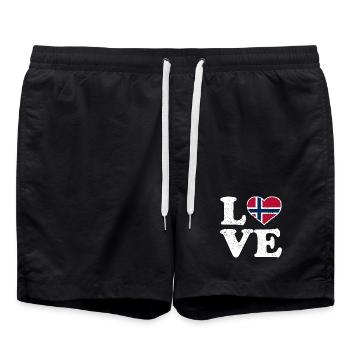 Love - Norway Flag - Norge - Norwegen - Swim Trunks - black - Front - AI Model Male 185 light (185cm)