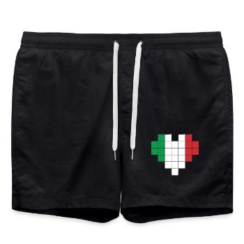 Pixel Heart Drapeau de l’Italie - Short de bain - noir - Devant - AI Model Male 185 light (185cm)