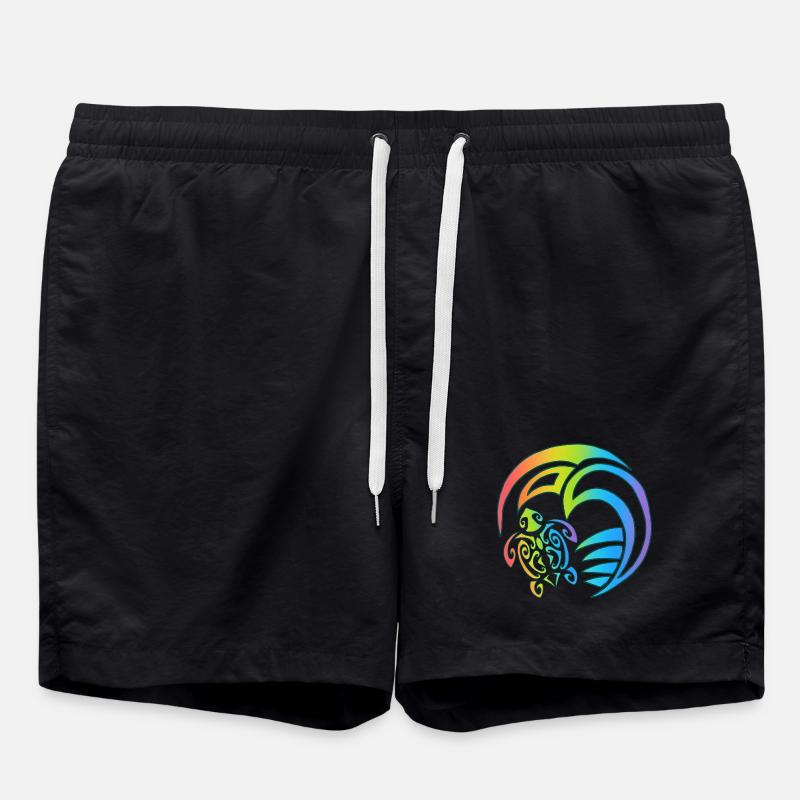 Schildkröte und buntes Meer - Badeshorts - Schwarz