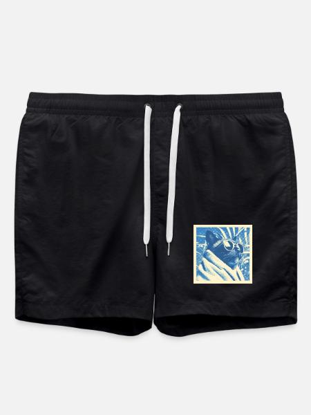 Cool Retro Cat Design - Swim Trunks - black