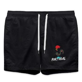Barcelos Hahn Bunte Illustration Portugal - Badeshorts - Schwarz - Vorne - AI Model Male 185 light (185cm)