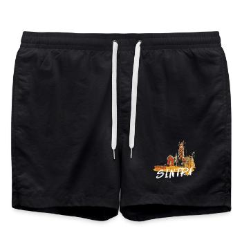 Pena Sintra Palast bunte Illustration - Badeshorts - Schwarz - Vorne - AI Model Male 185 light (185cm)