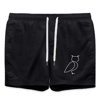 Croquis de hibou - Motif d’oiseau élégant - Short de bain - noir - Devant - AI Model Male 185 light (185cm)