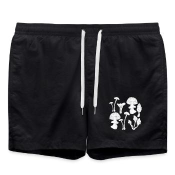 Pilze Sammeln Herbst - Badeshorts - Schwarz - Vorne - AI Model Male 185 light (185cm)