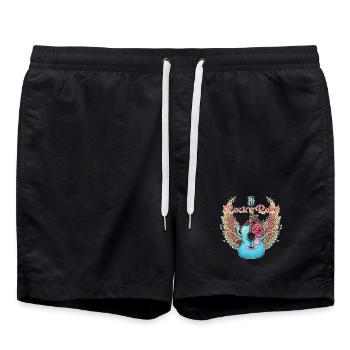 Blue Guitar Wings Roses Rock'n'Roll - Badeshorts - Schwarz - Vorne - AI Model Male 185 light (185cm)
